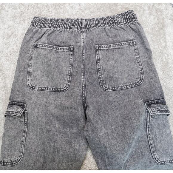 Gap Denim Easy Pull On Cargo Jeans Gray Stonewashed Cropped Womens Size S - Picture 10 of 14